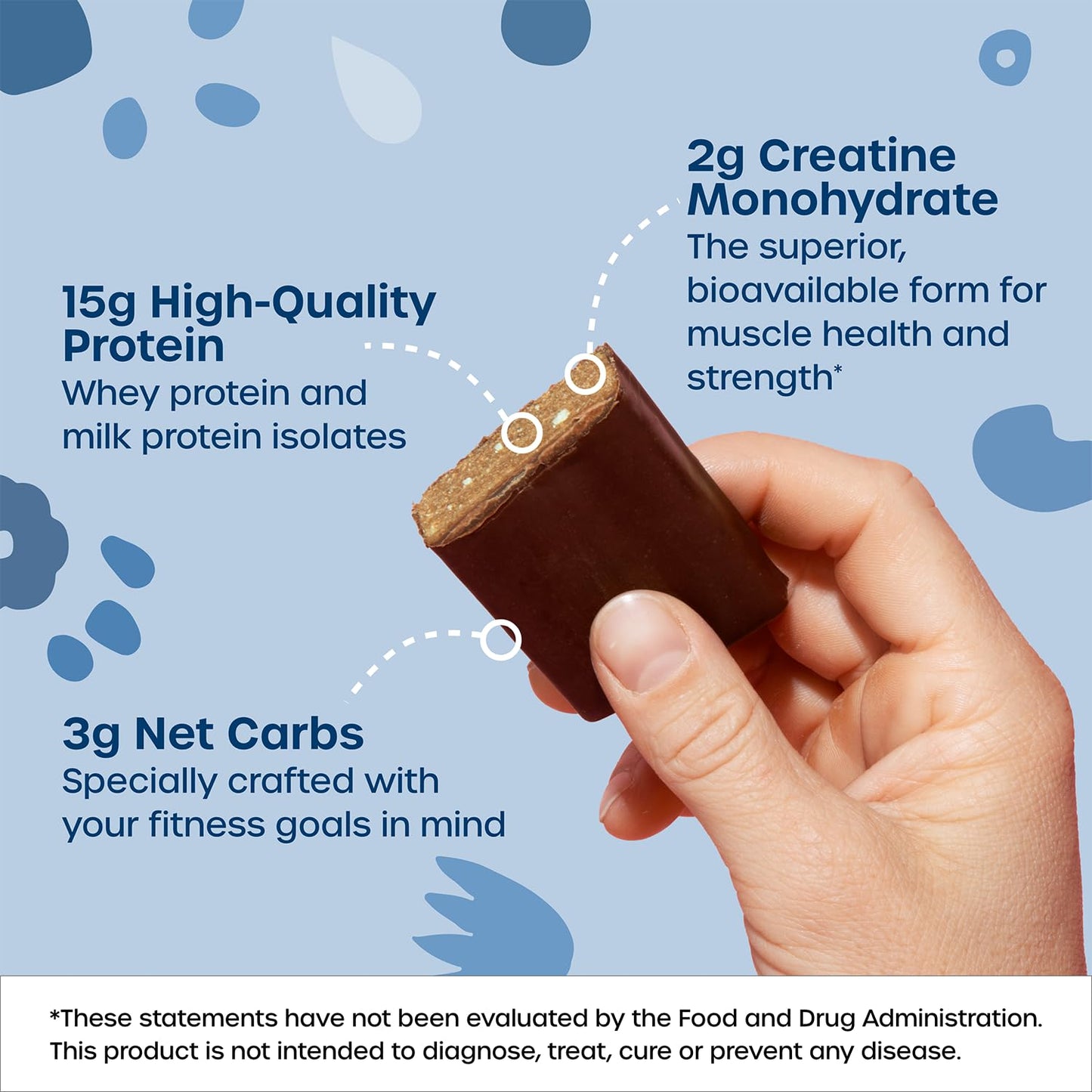 Chocolate Whey Protein Bar with Creatine for Muscle Support - Low Sugar & Net Carbs - Soy-Free Oat Milk Crisp Flavor (12 Bars)