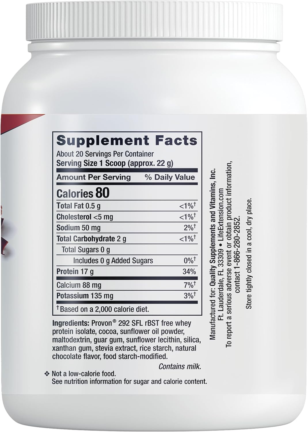 Chocolate Whey Protein Isolate: Boost Muscle Growth & Immune Health, No Sugar, Gluten Free, Non-GMO - 437g, 20 Servings