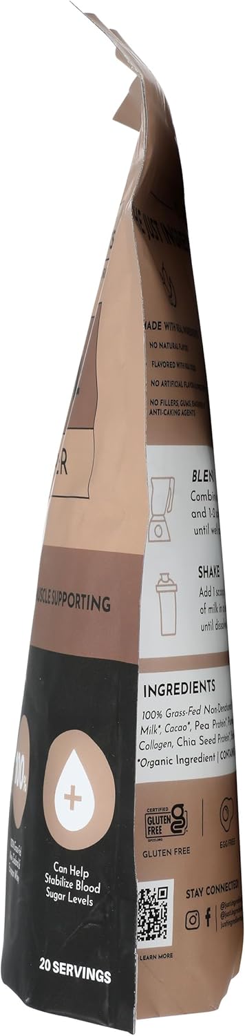 Chocolate Whey Protein Powder, 23.28 OZ by Just Ingredients - Premium Quality Supplement for Muscle Recovery and Growth