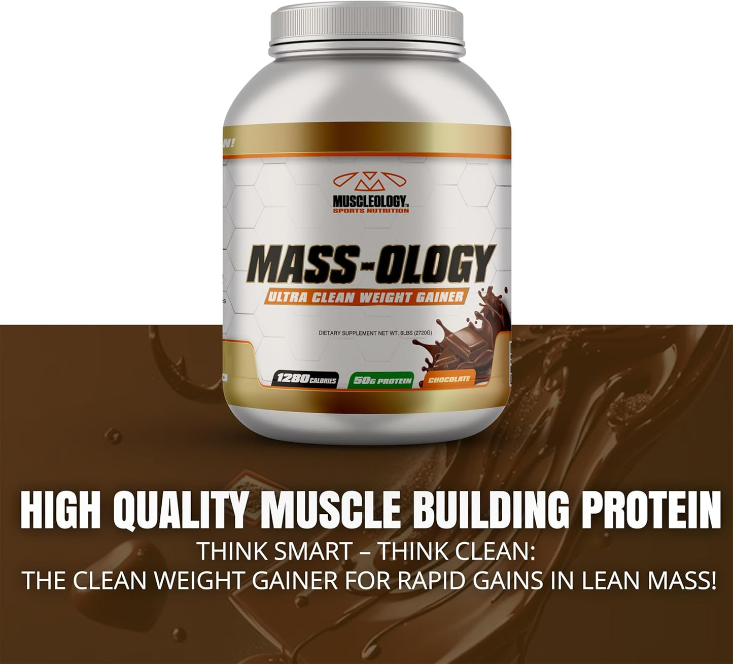 Chocolate Whey Protein Powder Weight Gainer for Muscle Building - 6 lbs for Men & Women by MUSCLEOLOGY