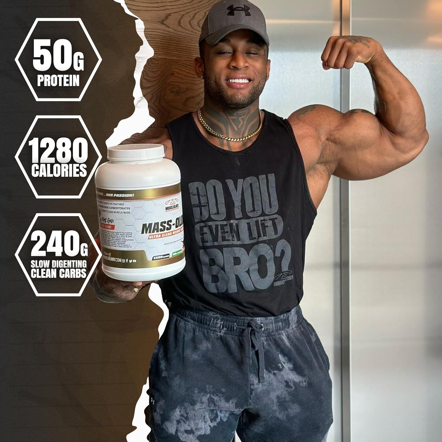 Chocolate Whey Protein Powder Weight Gainer for Muscle Building - 6 lbs for Men & Women by MUSCLEOLOGY