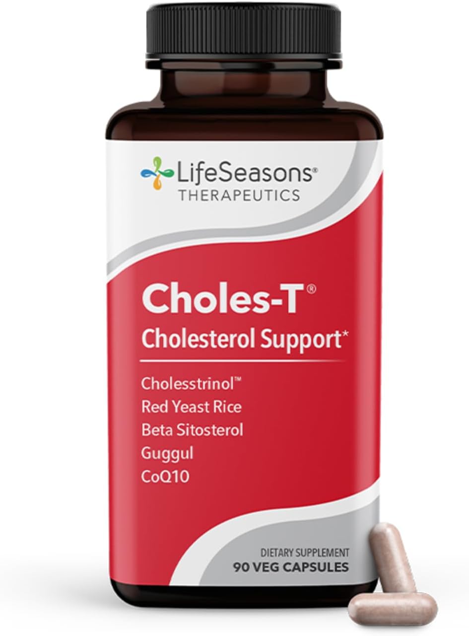 Choles-T Cholesterol Support Supplement for Heart & Liver Function - Maintains Healthy Levels - Red Yeast Rice, CoQ10, Guggul & Phytosterols - 90 Capsules