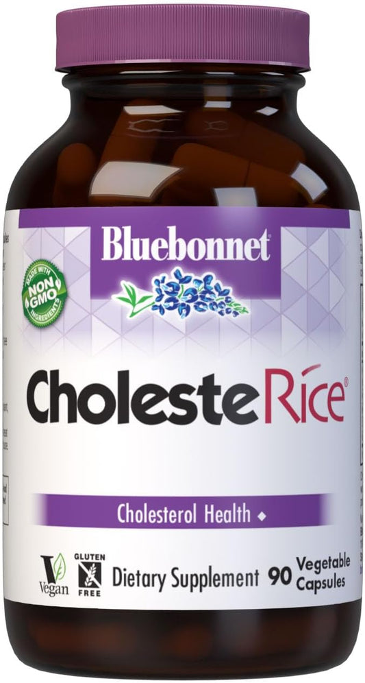 CholesteRice Vegetable Capsules with Red Yeast Rice, Plant Sterols, CoQ10 - Vegan, Non-GMO, Gluten-Free - 90 Capsules
