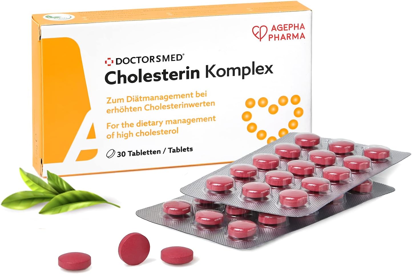 Cholesterin Komplex Supplement | 30 Vegan Tablets | Red Yeast Rice Extract with Monacolin K | Gluten-Free & Lactose-Free | Made in Europe