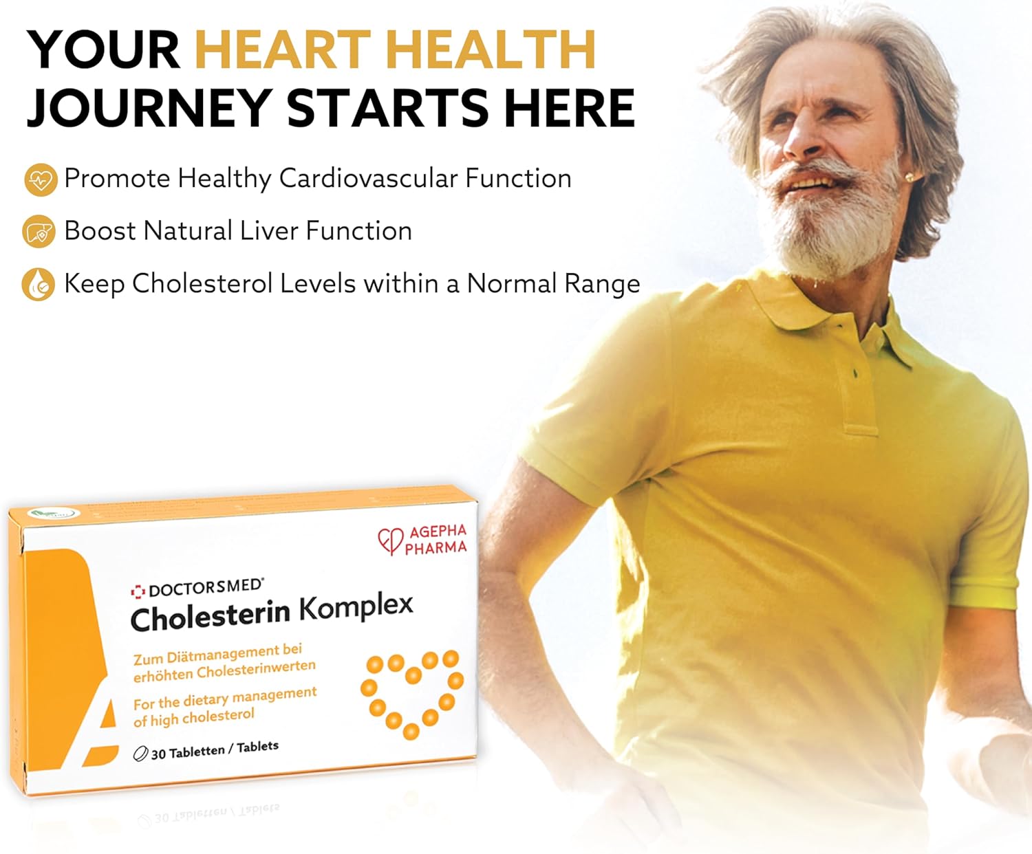 Cholesterin Komplex Supplement | 30 Vegan Tablets | Red Yeast Rice Extract with Monacolin K | Gluten-Free & Lactose-Free | Made in Europe