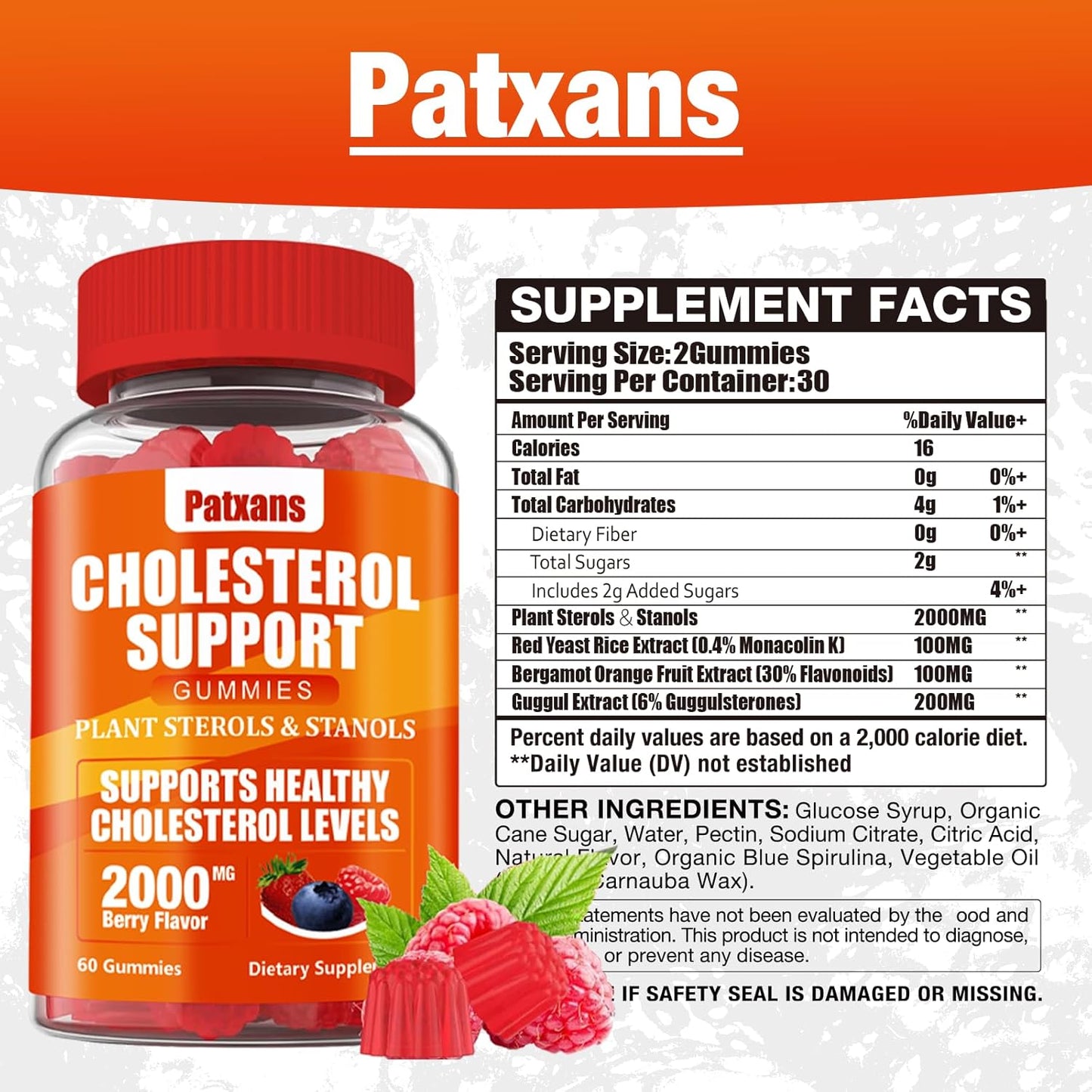 Cholesterol Support Gummies with 2000MG Plant Sterols, Mixed Berry Flavor, 60 Count - Boosts Healthy Cholesterol & Energy