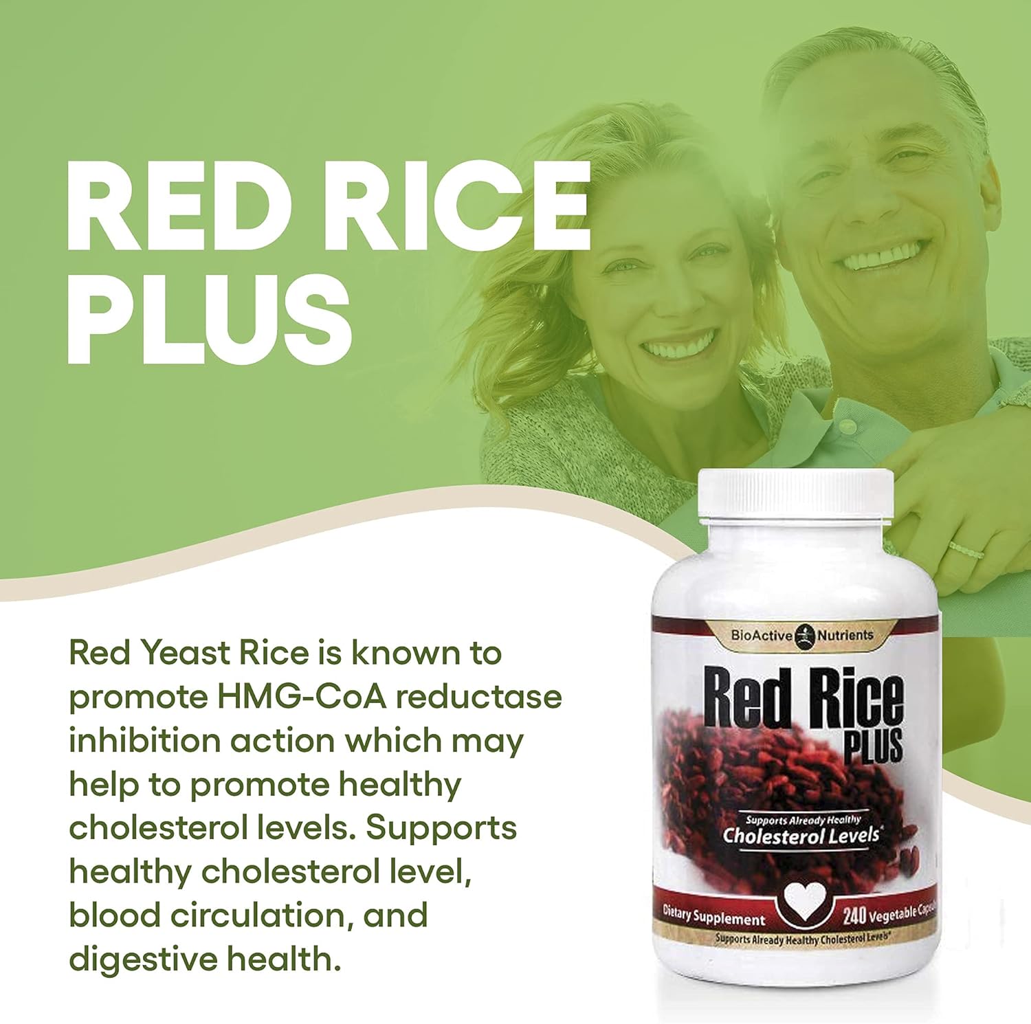 Cholesterol Support Supplement with BioActive Nutrients - Red Rice Plus Formula with Turmeric, Black Pepper, Cayenne Pepper, Ginger Root, and Rosemary - 240 Vegetable Capsules