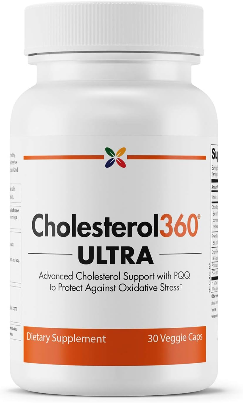 Cholesterol360 Ultra: Heart Health & Blood Vessel Support - Anti-Aging Supplements with PQQ, Vitamin C, Bergamonte, Green Tea & Grape Seed - 30 Vcaps
