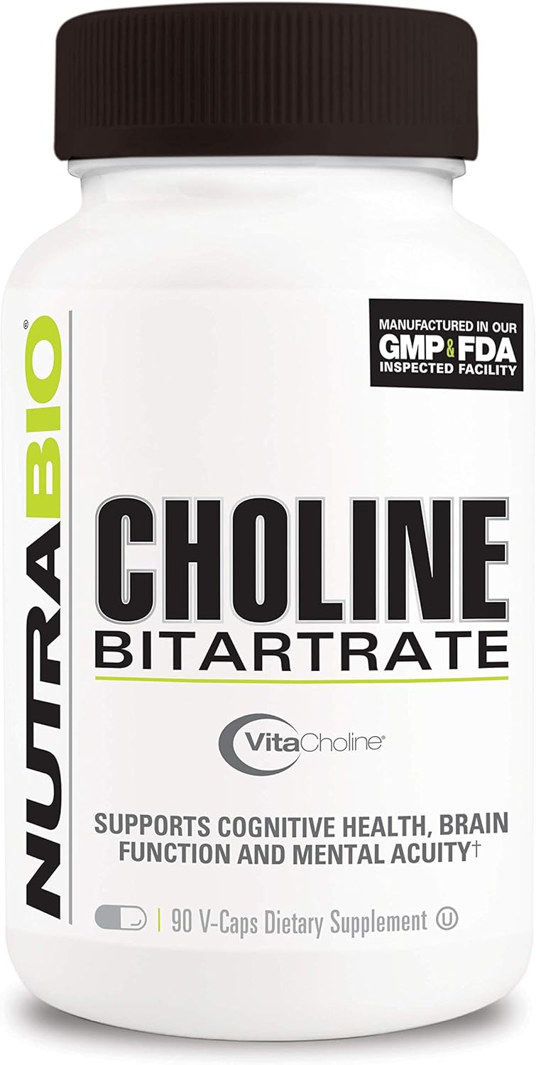 Choline Bitartrate Supplement for Cognitive Health & Mental Acuity - 550mg, 90 Capsules