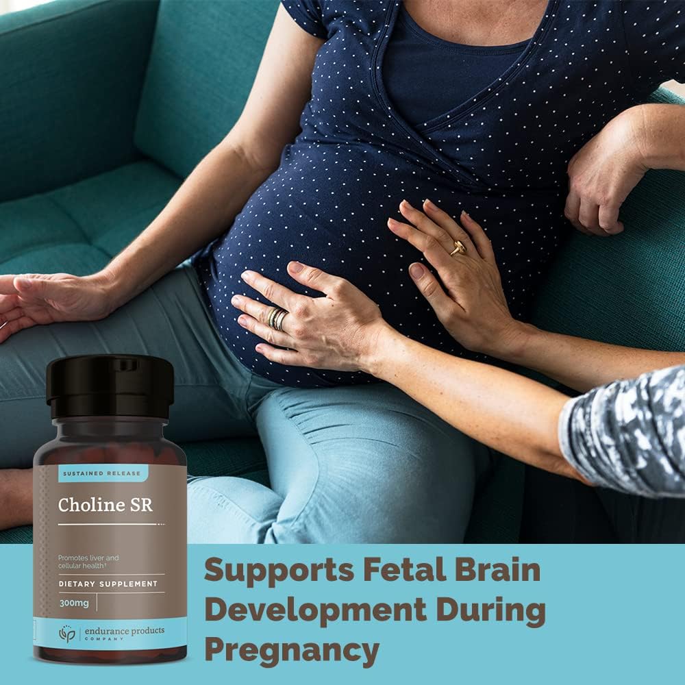Choline Bitartrate Sustained Release Tablets - 300mg 60 Count - Vegan Brain Health Supplement for Memory & Focus - Non-GMO - Prenatal Development Support