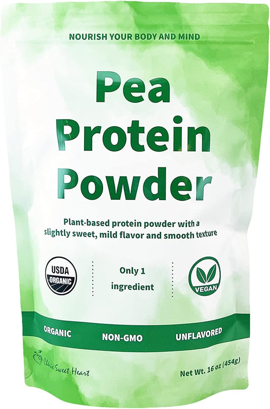 Chérie Sweet Heart Organic Pea Protein Powder - 1 lb, Non-GMO, Dairy-Free, Keto, Gluten, Soy, Plant-Based Protein