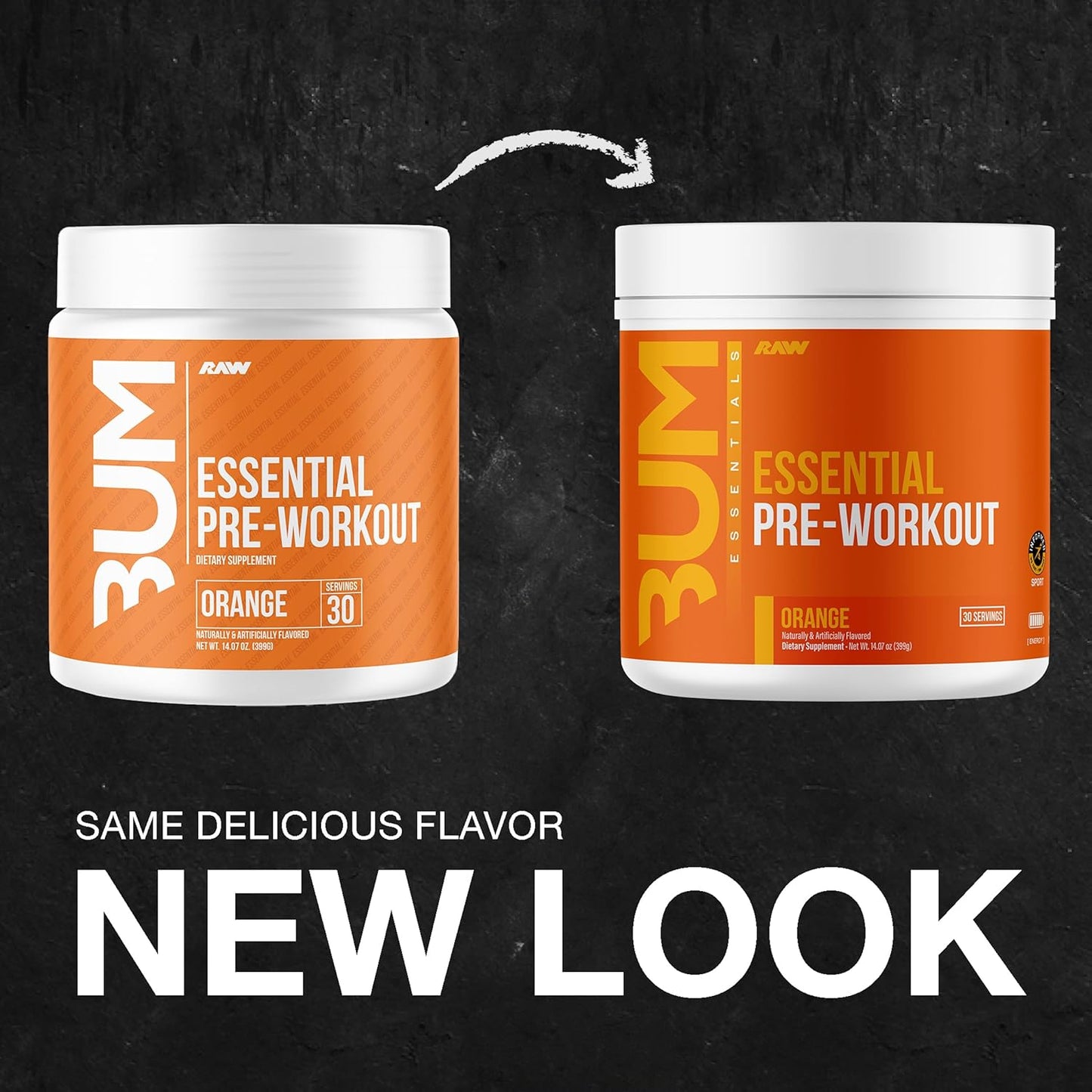 Chris Bumstead RAW Essential Pre-Workout Powder (Orange) - Energy Supplement for Men & Women with Caffeine, L-Citrulline, L-Tyrosine, Beta Alanine Blend