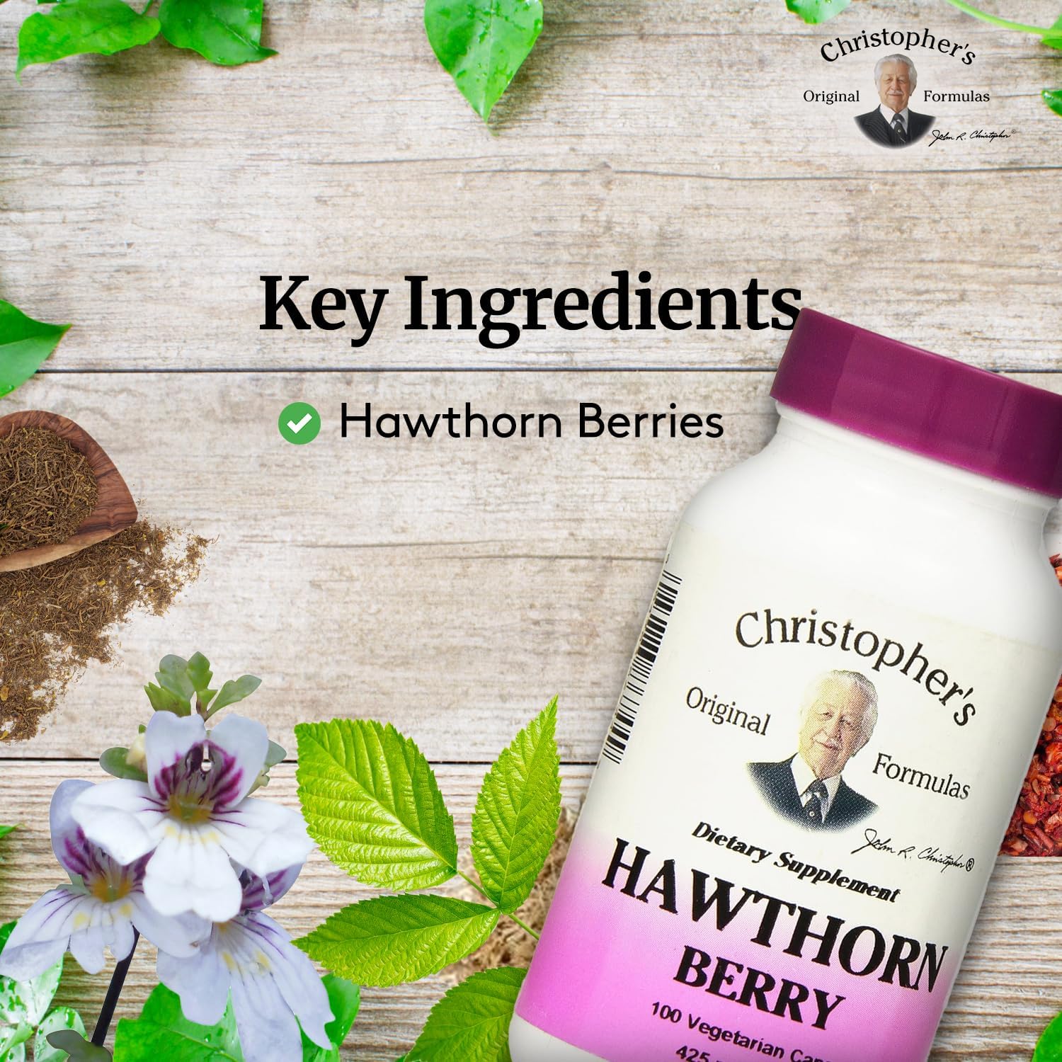 Christopher's Original Formulas Hawthorn Berry Capsules - Heart & Cardiovascular Wellness Support - 100 Capsules