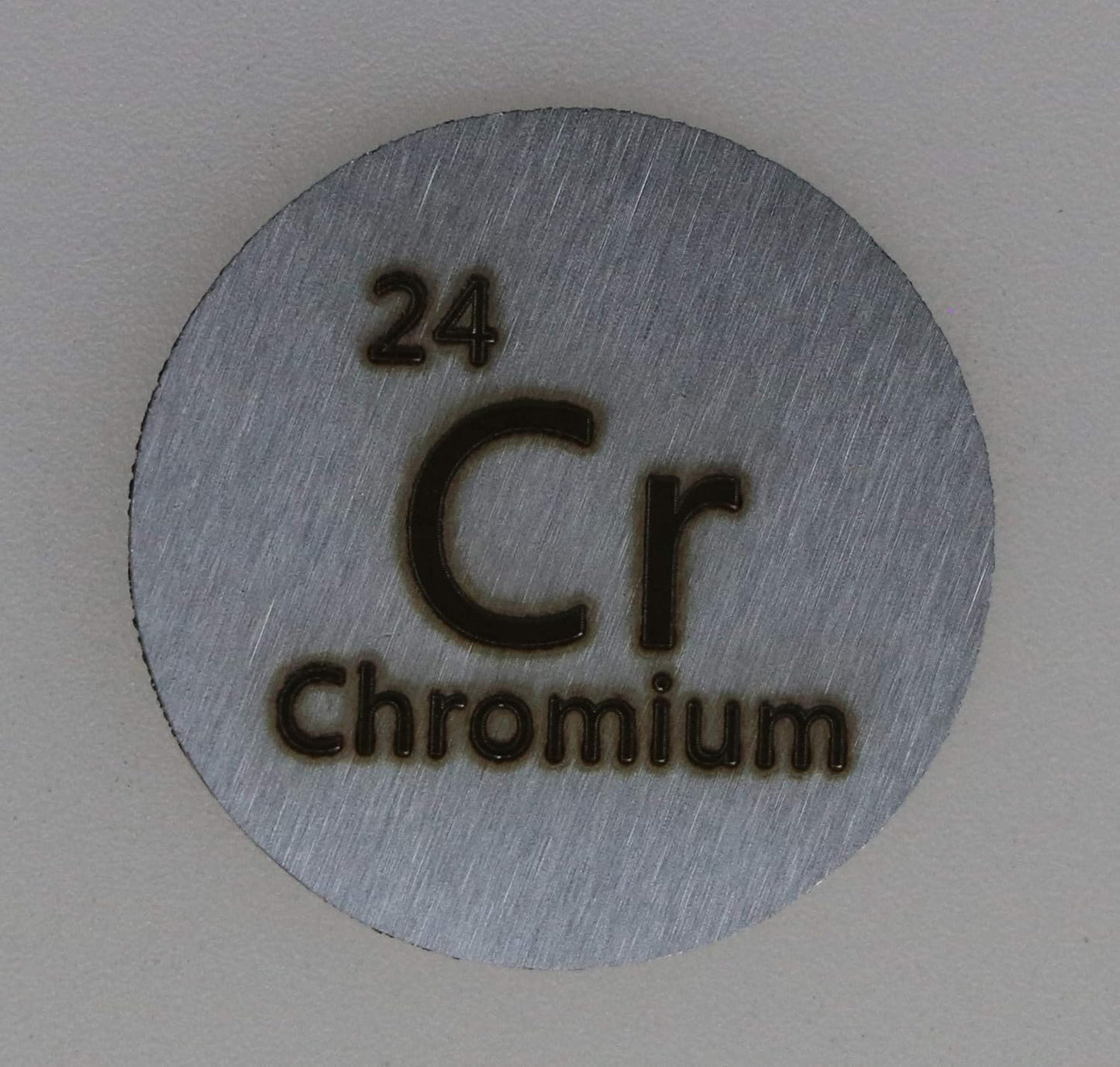 Chromium (Cr) Metal Disc 24.26mm in Acrylic Case - Ideal for Collecting or Experiments