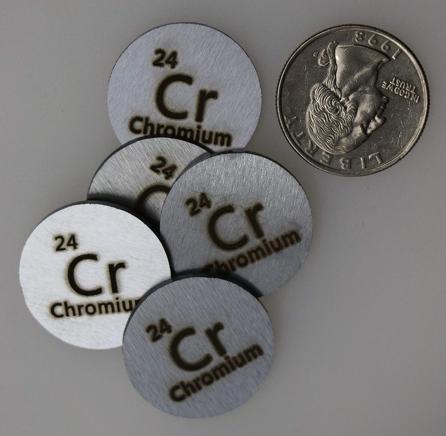 Chromium (Cr) Metal Disc 24.26mm in Acrylic Case - Ideal for Collecting or Experiments