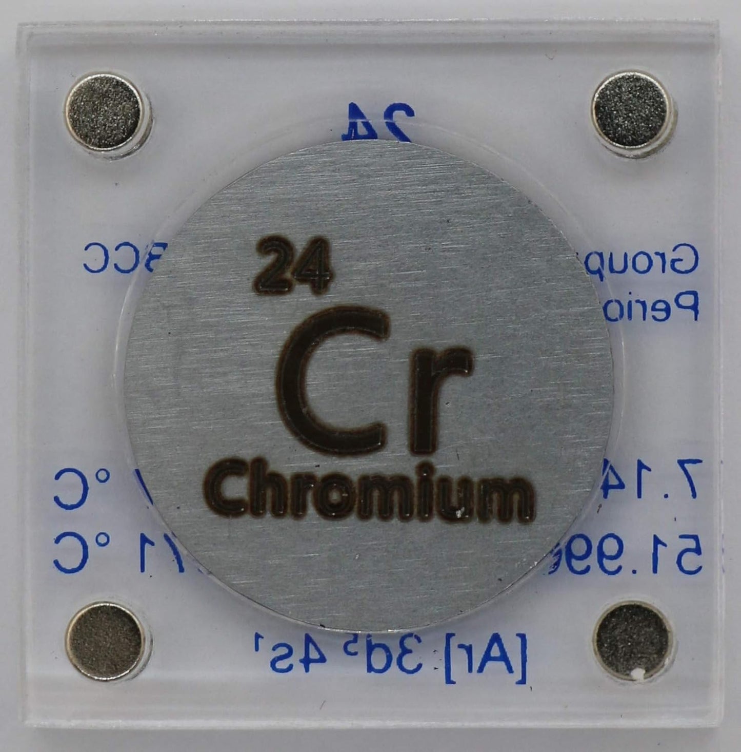 Chromium (Cr) Metal Disc 24.26mm in Acrylic Case - Ideal for Collecting or Experiments
