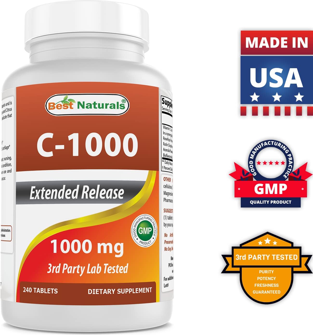 Chromium Picolinate 200 mcg & Vitamin C 1000 mg - Top Natural Supplement for Overall Health & Wellness