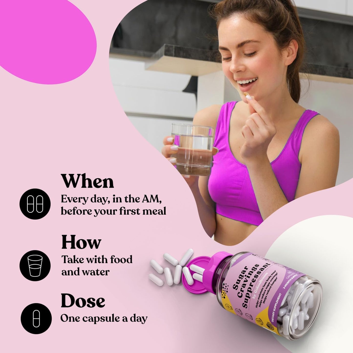 Chromium Picolinate 200mcg Capsules - Natural Sugar Craving Suppressant - Vegan, Gluten Free, Non-GMO - 60 Count