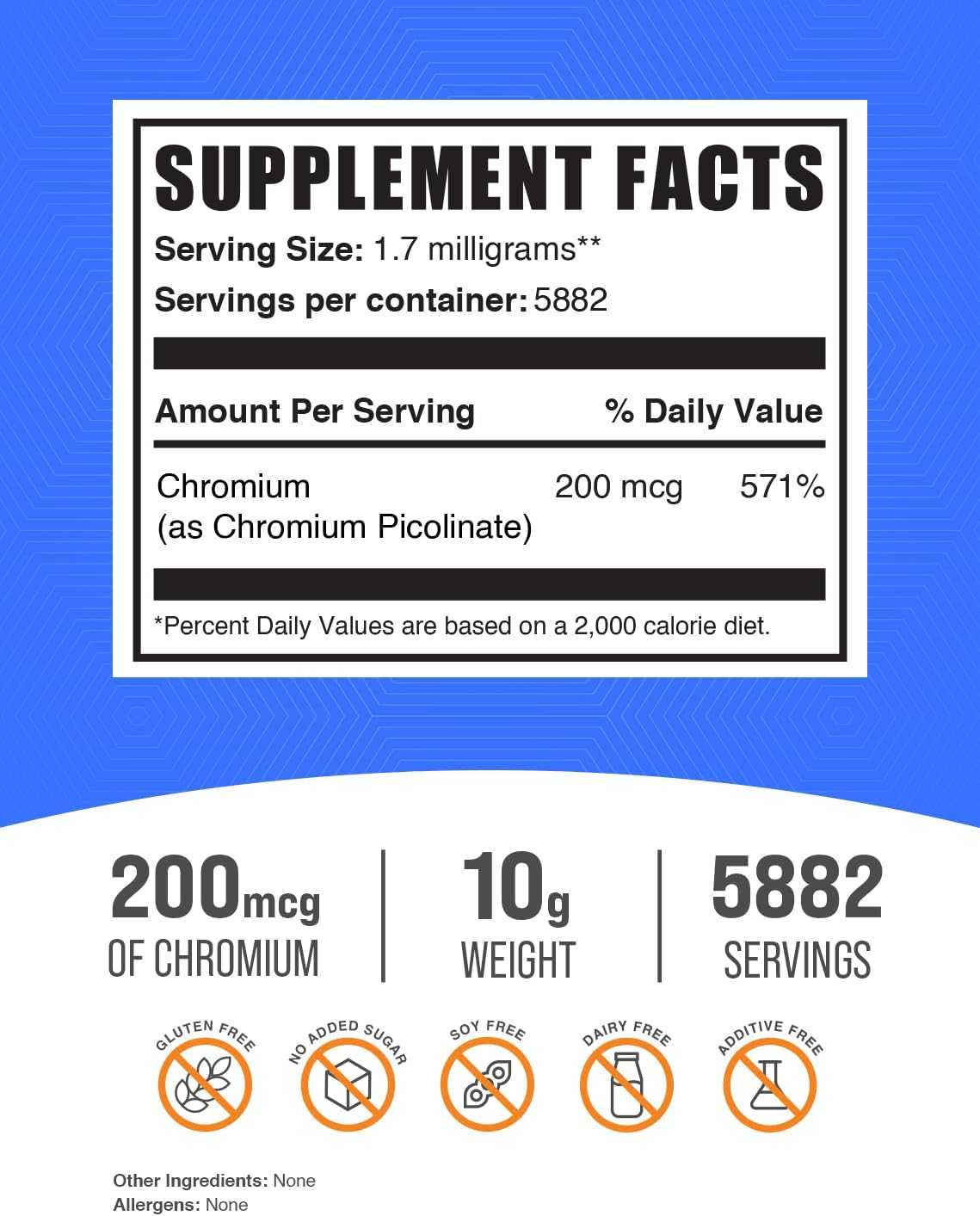 Chromium Picolinate Powder - Yeast-Free Chromium Supplements - 200mcg per Serving - 10g (0.35 oz) Pack of 1