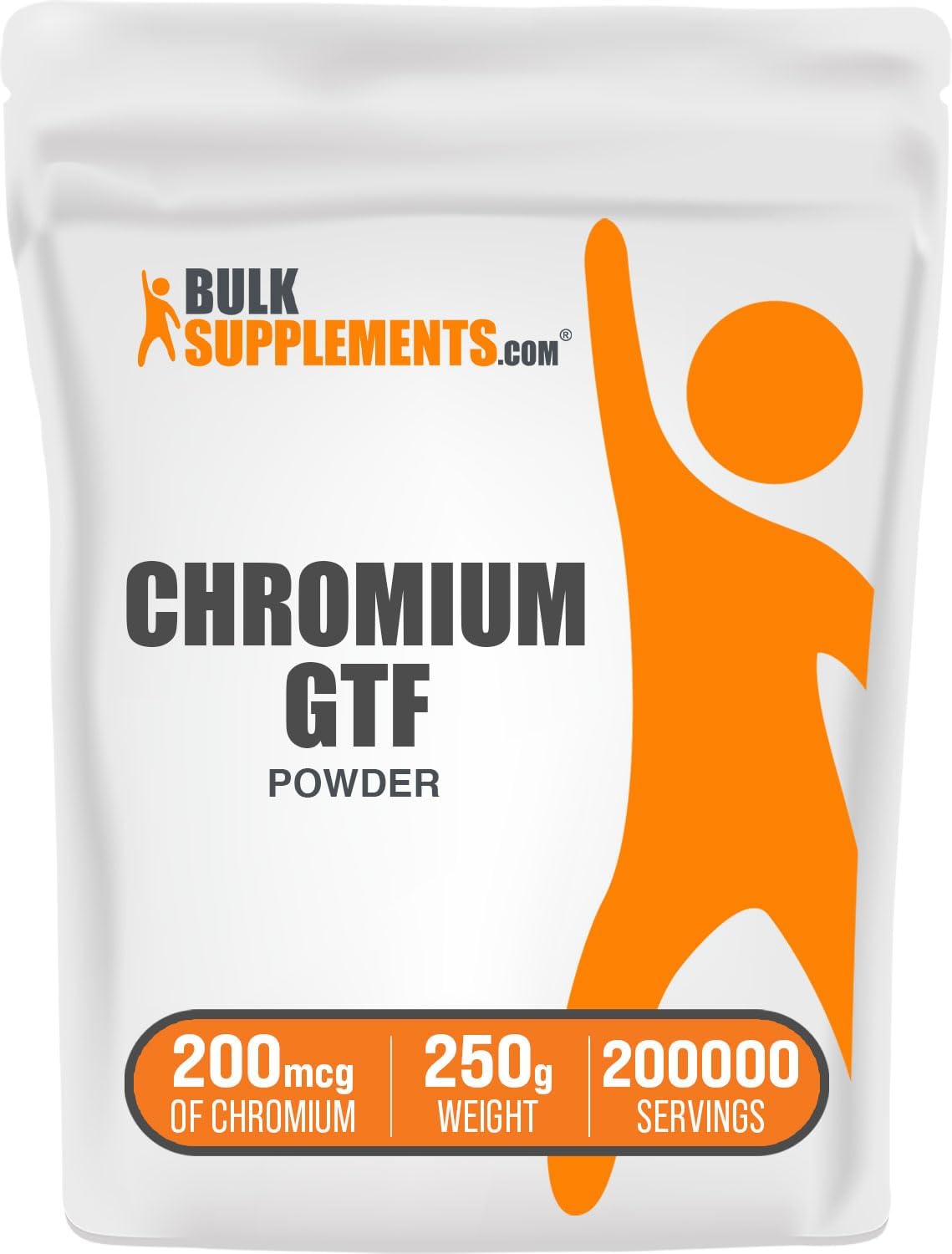 Chromium Polynicotinate Powder - 200mcg GTF Chromium Supplement, Yeast Free, 250g (8.8 oz)
