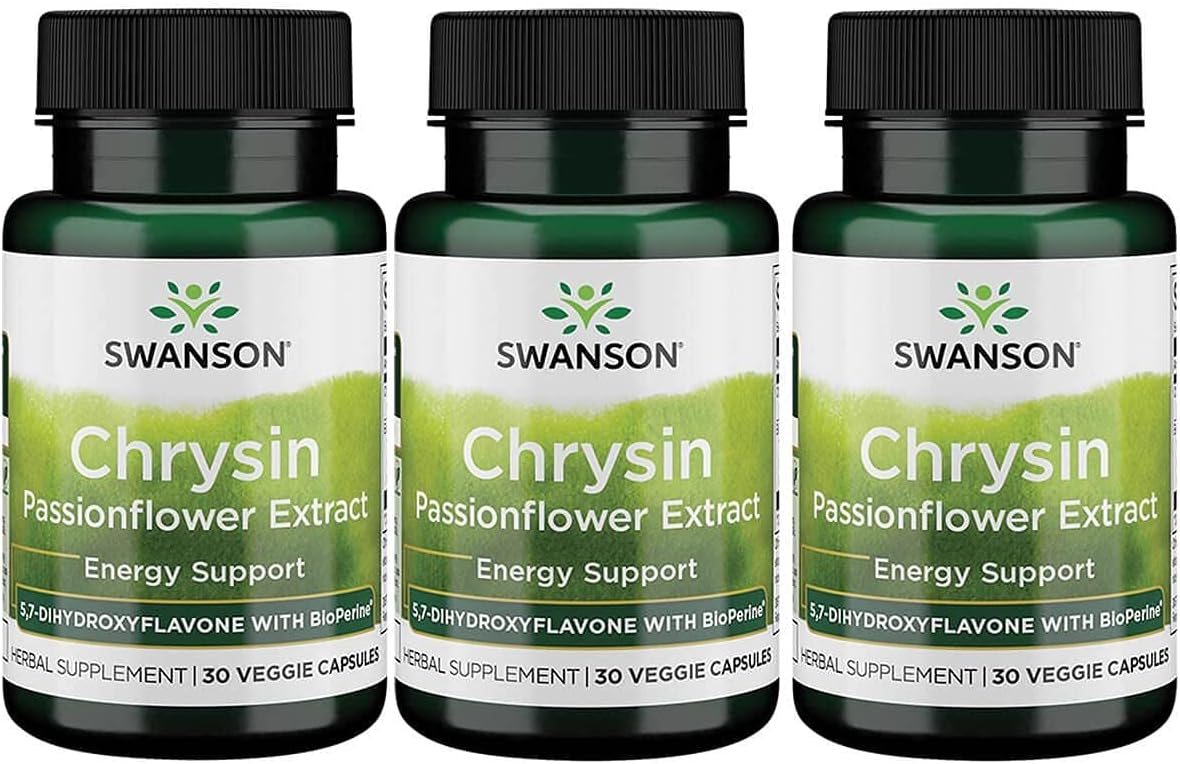 Chrysin Passionflower Extract - Herbal Supplement for Health, Wellness & Fitness - Supports Lean Muscle - 30 Veggie Capsules