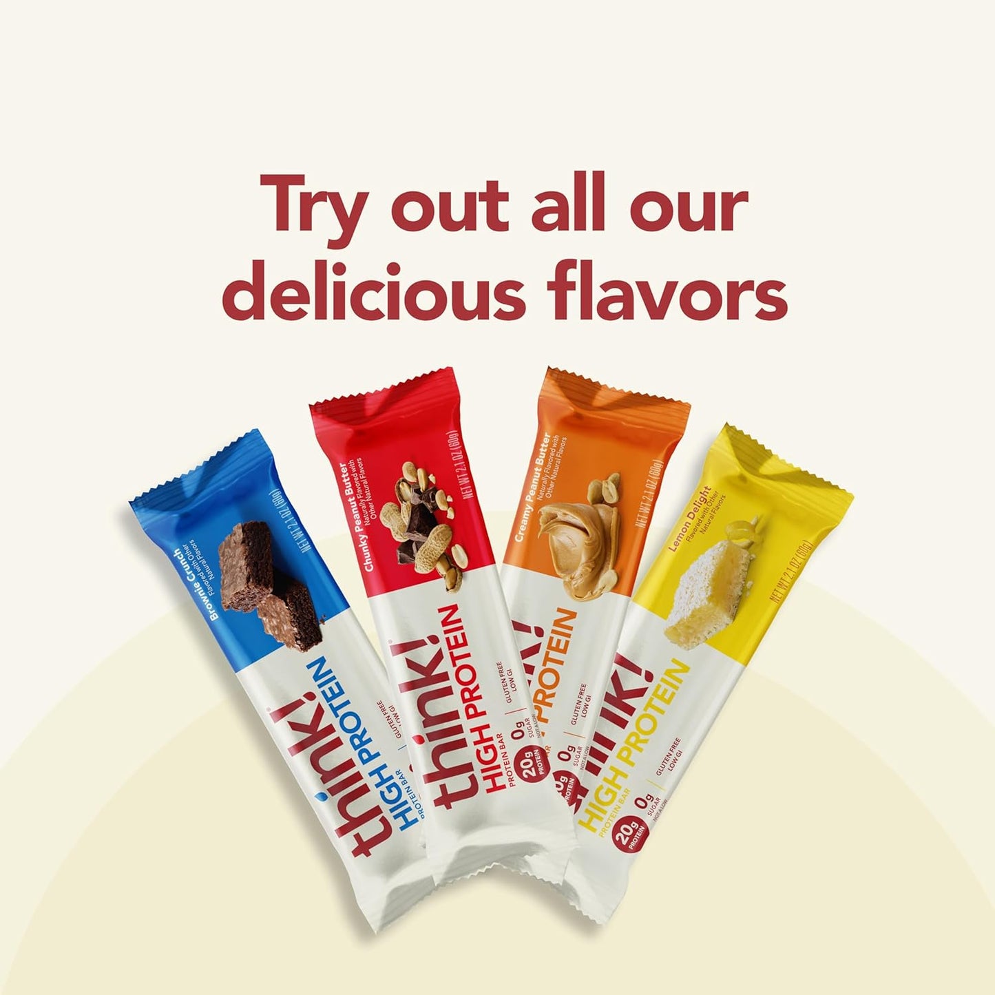 Chunky Peanut Butter think! Protein Bars - High Protein, Gluten Free, Kosher Friendly Snacks - 2.1 Oz Bars, 10 Count Pack