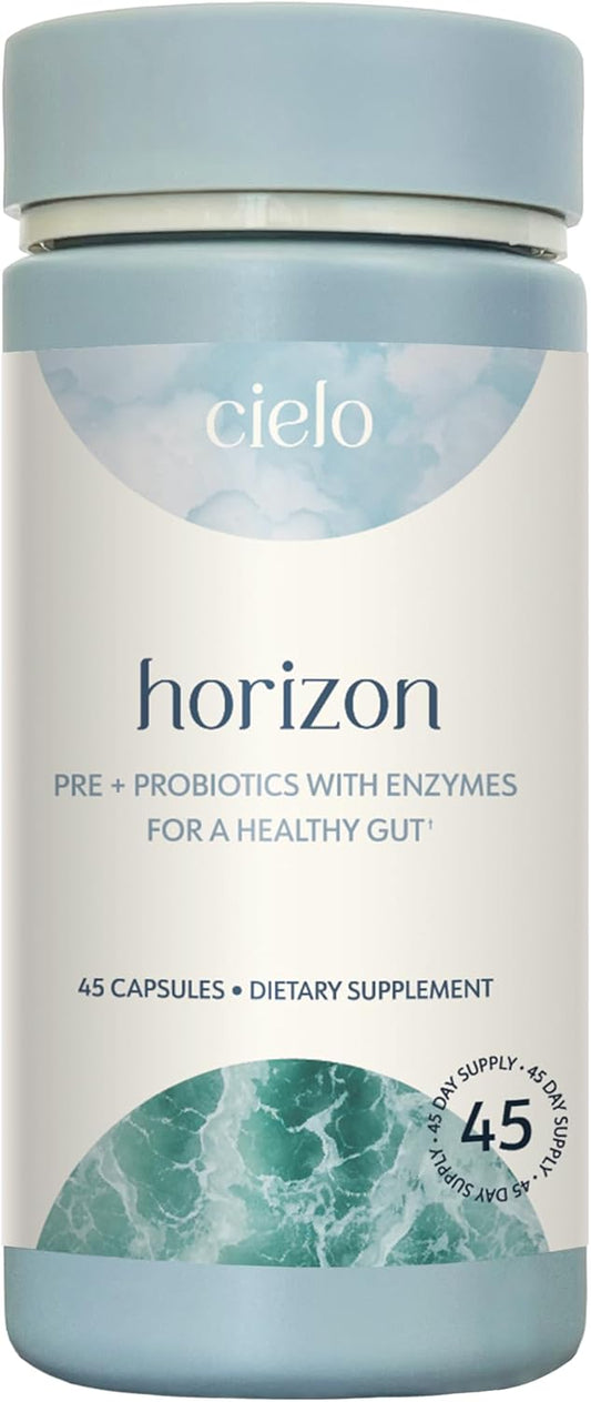 Cielo Daily Horizon Prebiotics and Probiotics - 20 Billion CFU Daily for Men and Women - Gut Health Support with Digestive Enzymes - 45 Day Supply