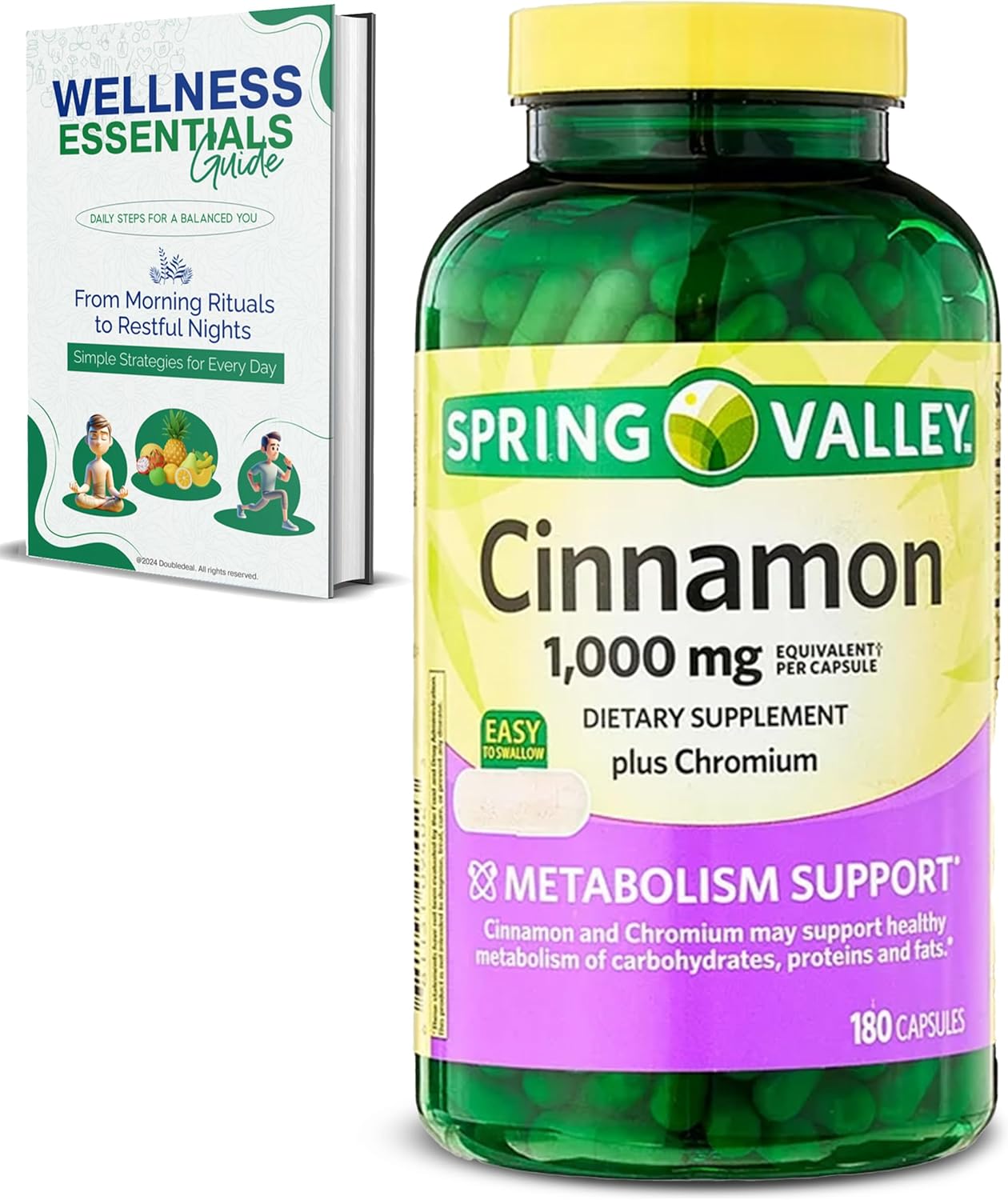 Cinnamon Capsules with Chromium Picolinate for Metabolism Support - 180 Count