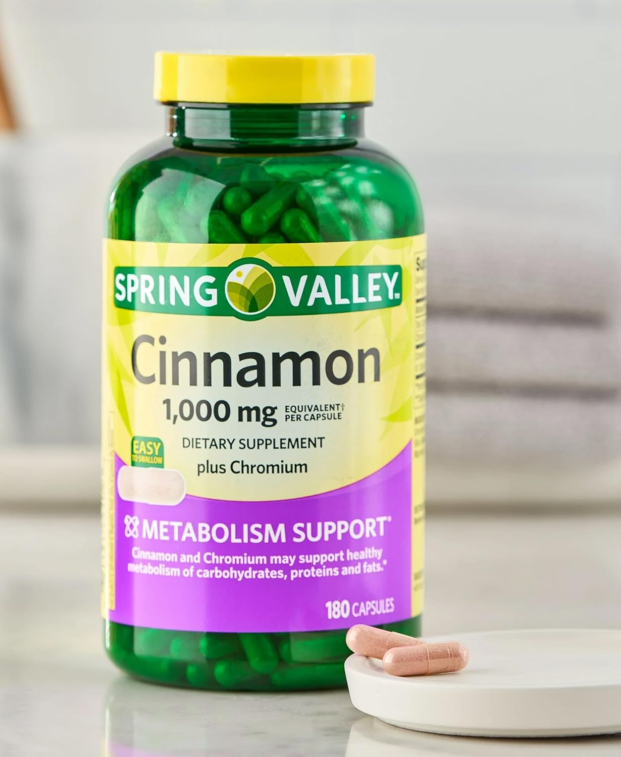 Cinnamon Capsules with Chromium Picolinate for Metabolism Support - 180 Count
