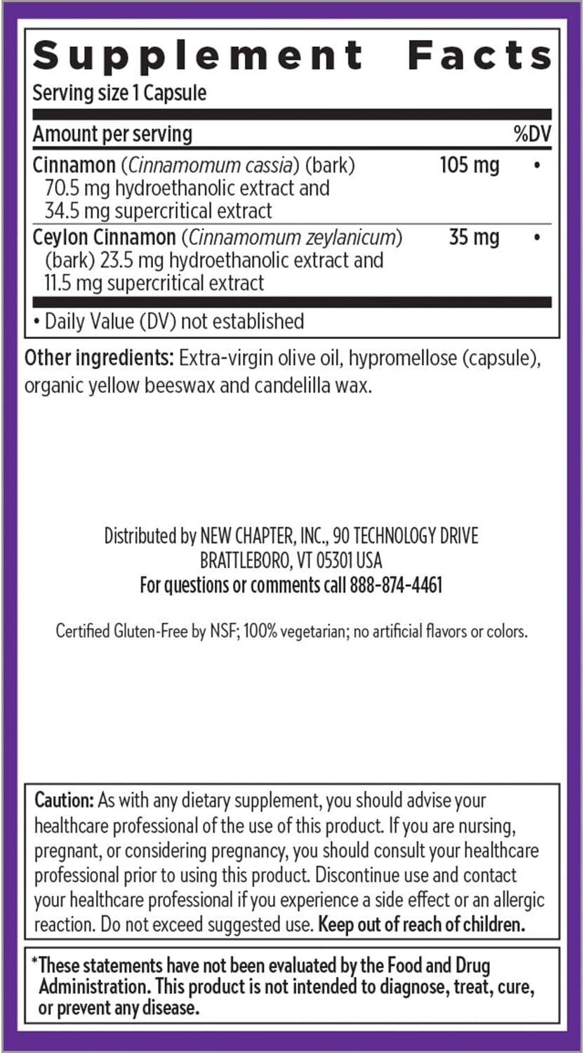 Cinnamon Force Antioxidant Supplement with Non-GMO Ingredients - 30 ct Vegetarian Capsules by New Chapter