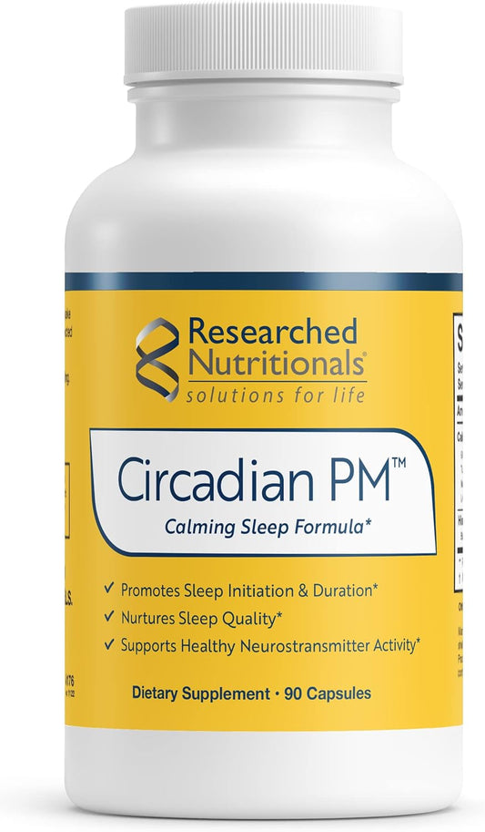 Circadian PM Supplement for Nervous System Health & Peaceful Sleep - L Theanine, 5 HTP, Valerian Root, GABA - 90 Capsules