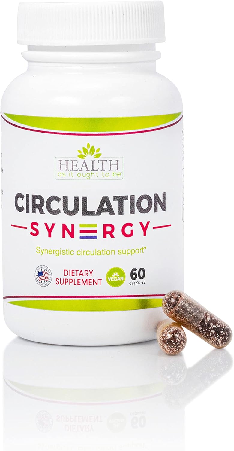 Circulation Syn3rgy Supplement - Physician Formulated with Beet Root, L-Arginine, Horse Chestnut | 60 Capsules for Improved Health