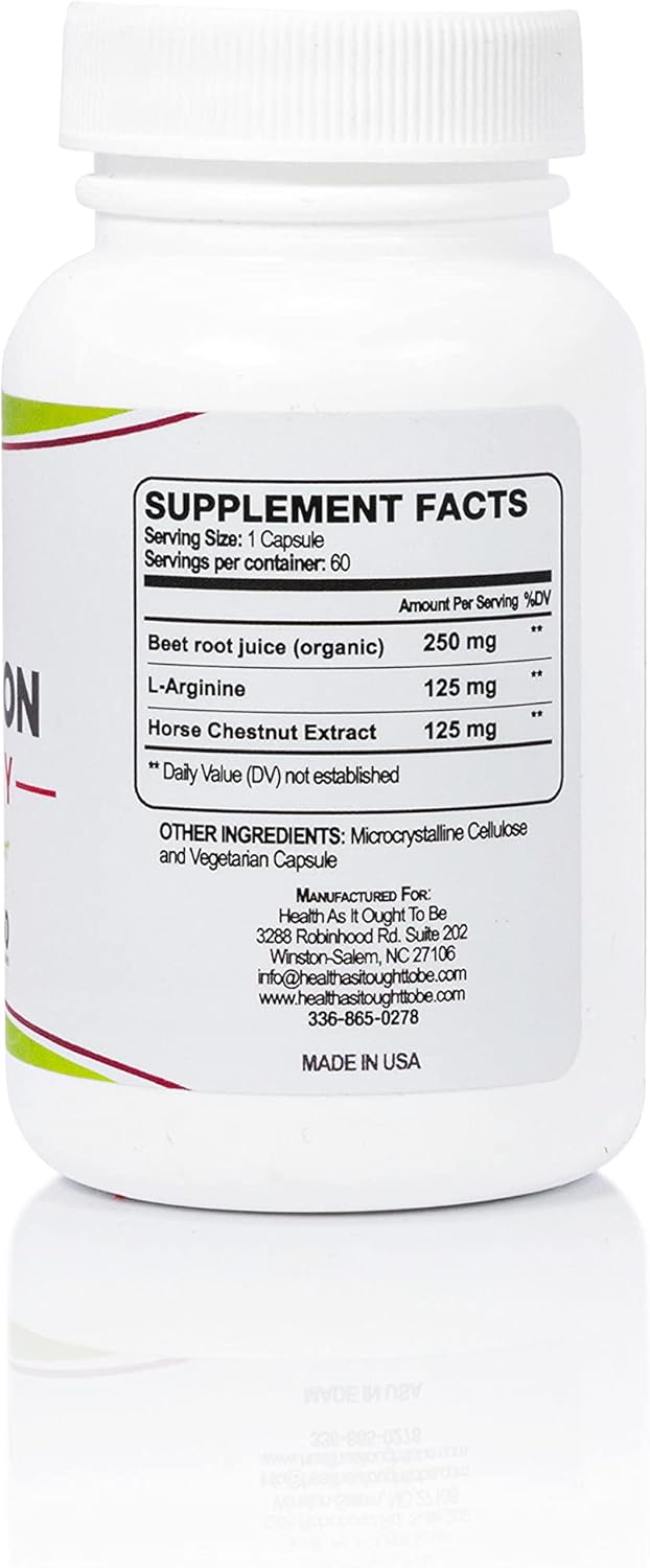 Circulation Syn3rgy Supplement - Physician Formulated with Beet Root, L-Arginine, Horse Chestnut | 60 Capsules for Improved Health