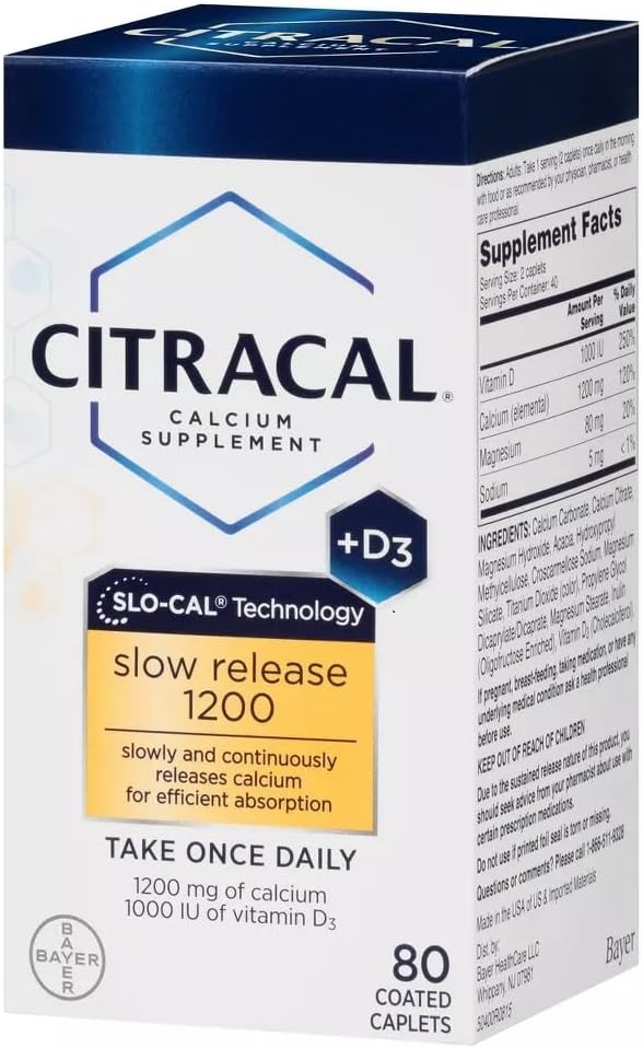 Citracal Calcium D Slow Release 1200, 80-Count - Bulk Savings on 2-Pack