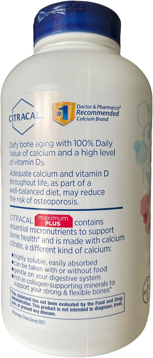 Citracal Maximum Plus Calcium Citrate Caplets with Vitamin D3 - 280 ct. - 1 Pack