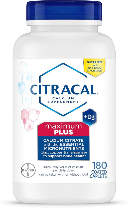 Citracal Maximum Plus Calcium Citrate with Vitamin D3 for Bone Health Support - 180 Count