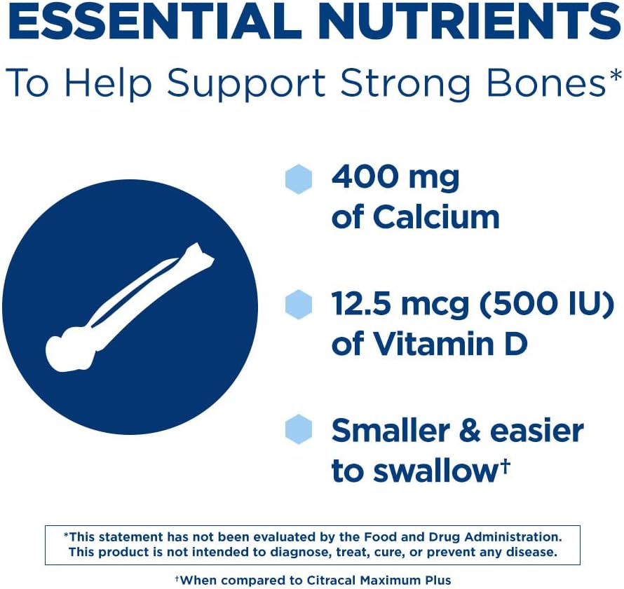 Citracal Petites Calcium Citrate Caplets with Vitamin D3 for Bone Health Support, 375 Count, Ages 12+