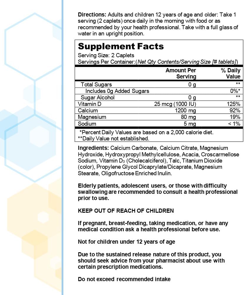 Citracal Slow Release 1200: Bone Health Support Calcium Supplement with Vitamin D3 - 80 Count