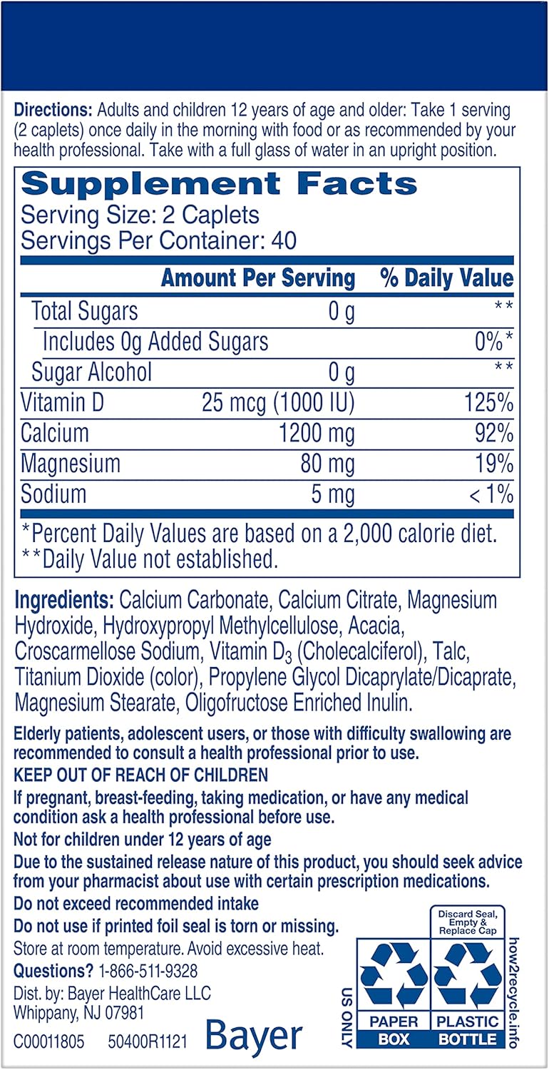 Citracal Slow Release 1200: Bone Health Support Calcium Supplement with Vitamin D3 - 80 Count