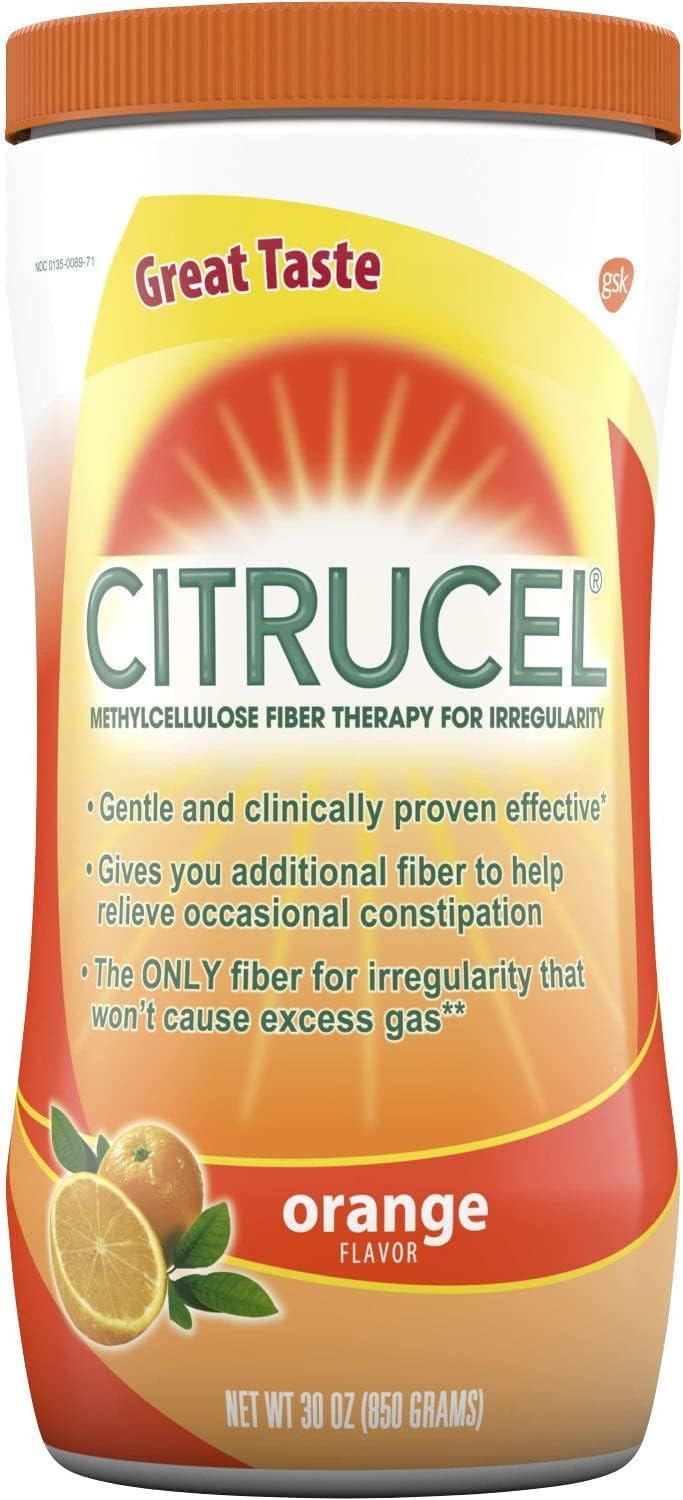 Citrucel Fiber Therapy Orange Flavor 30 oz - Pack of 4 - Methylcellulose for Digestive Regularity