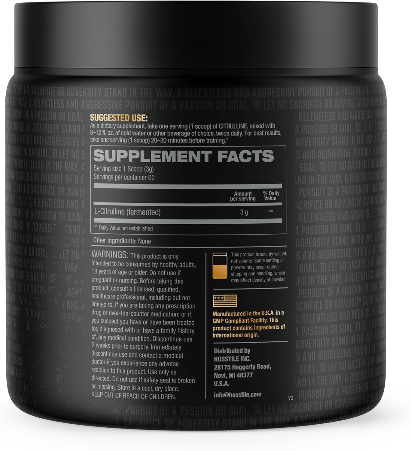 Citrulline Nitric Oxide Pre Workout Supplement, Vegan & Unflavored - 60 Servings