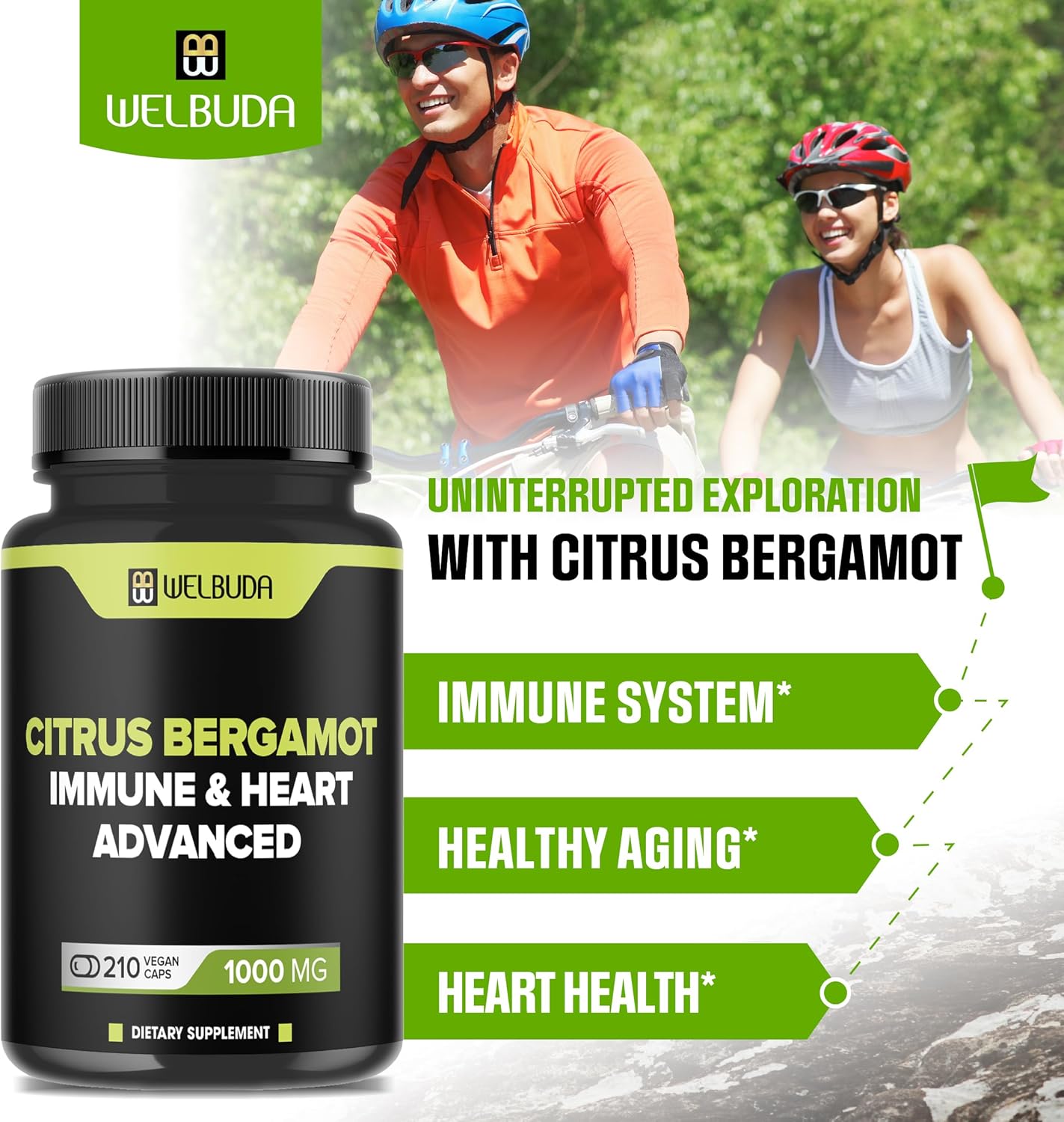 Citrus Bergamot Extract Capsules with Olive Leaf & Hawthorn Berry - Immunity, Circulation, Skin Health Support