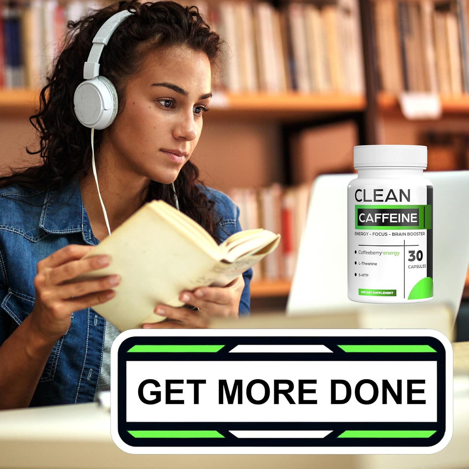 Clean Energy Caffeine Pills with Coffeeberry Extract - No Jitters - 30 Day Supply