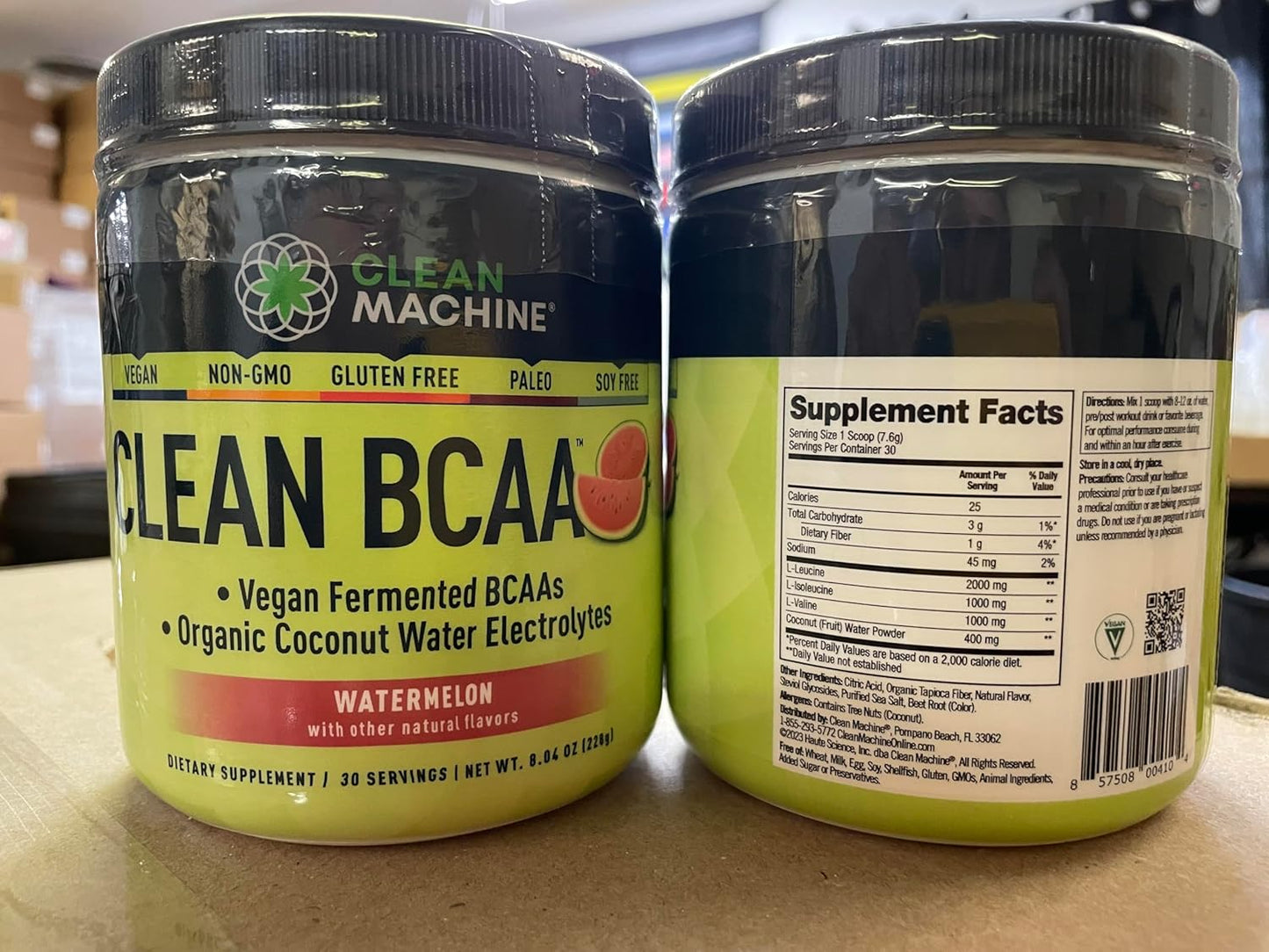 Clean Machine Clean BCAA Powder with 2:1:1 Food Sourced BCAAs and Coconut Water Electrolytes for Recovery and Energy - Vegan Amino Acid Supplement - Watermelon Flavor - 30 Servings