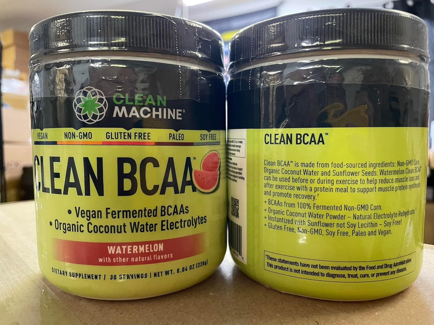 Clean Machine Clean BCAA Powder with 2:1:1 Food Sourced BCAAs and Coconut Water Electrolytes for Recovery and Energy - Vegan Amino Acid Supplement - Watermelon Flavor - 30 Servings