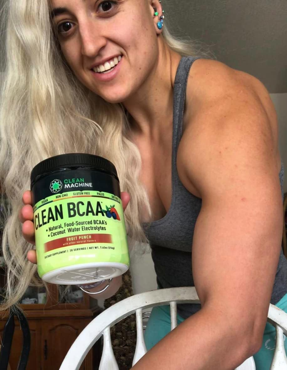 CLEAN MACHINE Clean BCAA Powder with Food Sourced BCAAs & Coconut Water Electrolytes - Vegan Recovery & Energy Supplement - Fruit Punch Flavor, 30 Servings