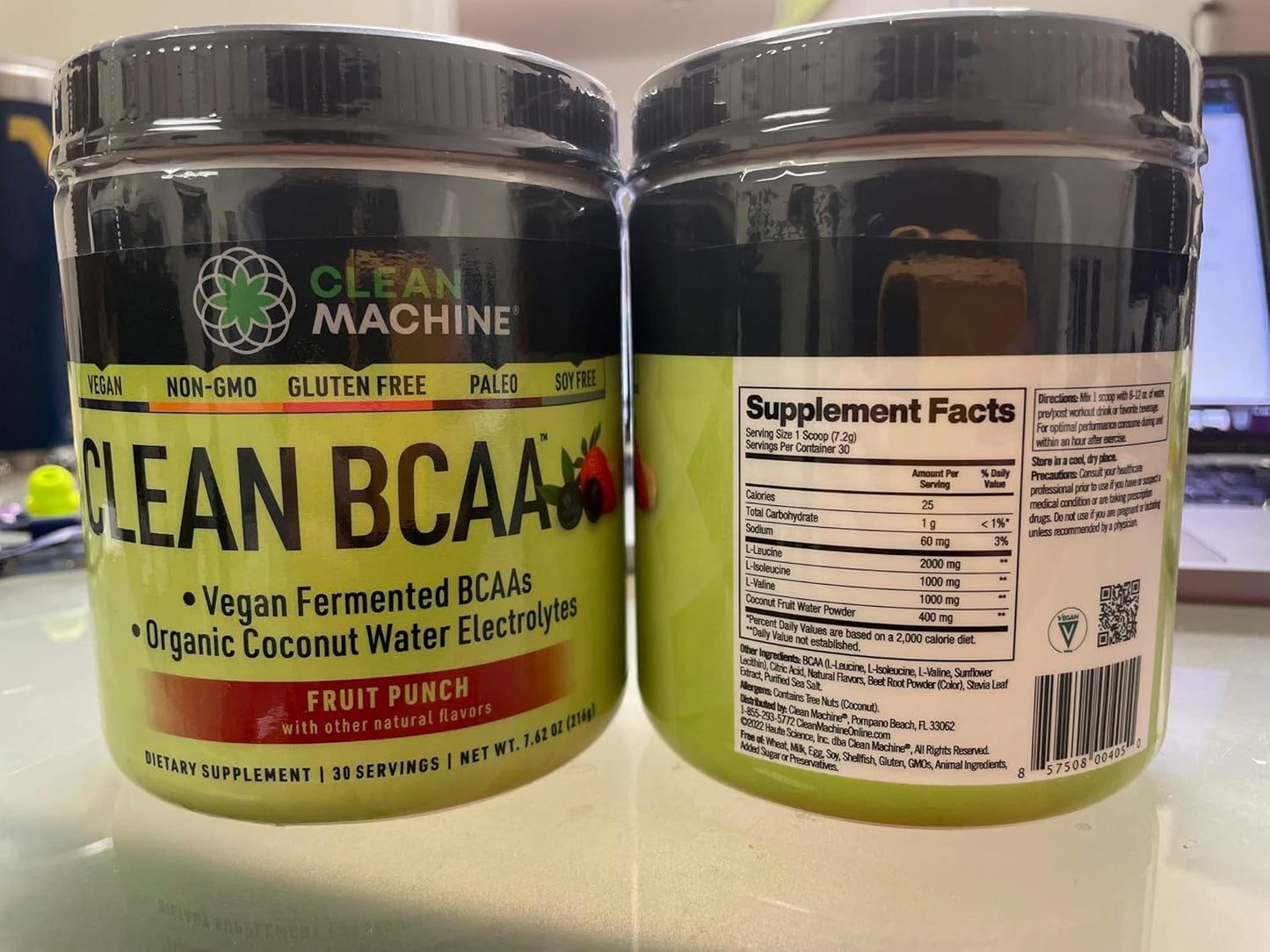 CLEAN MACHINE Clean BCAA Powder with Food Sourced BCAAs & Coconut Water Electrolytes - Vegan Recovery & Energy Supplement - Fruit Punch Flavor, 30 Servings