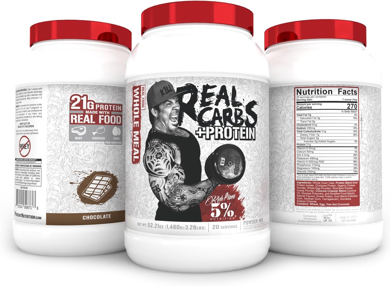 Clean Mass Gainer Protein Powder with Real Carbs and Protein for Workout Recovery Meal - 3.2 lb, 20 Servings (Chocolate)