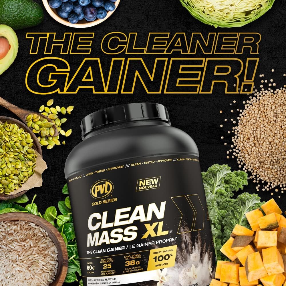 Clean Mass XL - Vanilla Ice Cream Flavor - 10 LB - PVL Gold Series - Muscle Gainer