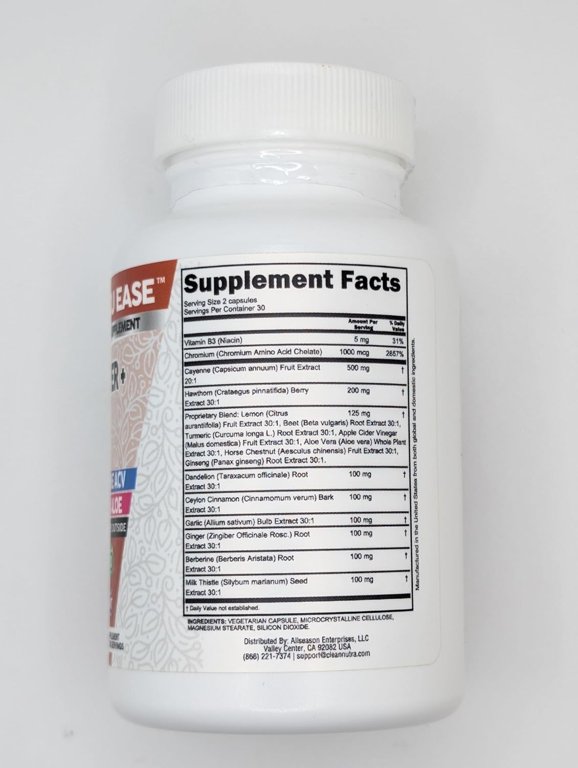 Clean Nutra Cayenne Pepper Supplement with Hawthorn Berry Capsules & More - Nutraceuticals with Dandelion Root, Ceylon Cinnamon, Garlic, Ginger, Berberine, Apple Cider Vinegar, Milk Thistle, Beet Root, Aloe Vera Pills